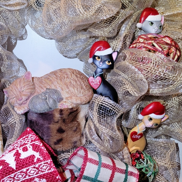 Christmas Cat Dream Wreath Deco Mesh Bow - Picture 7 of 11